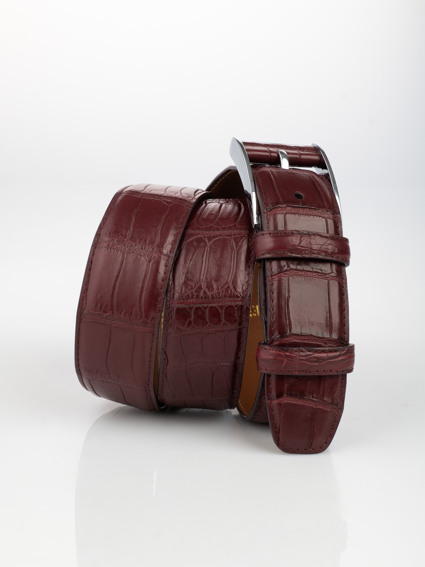Burgundy Crocodile Belt